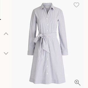 J.Crew tie-waist shirt-dress in organic cotton poplin, sz 12 (fits a 10)